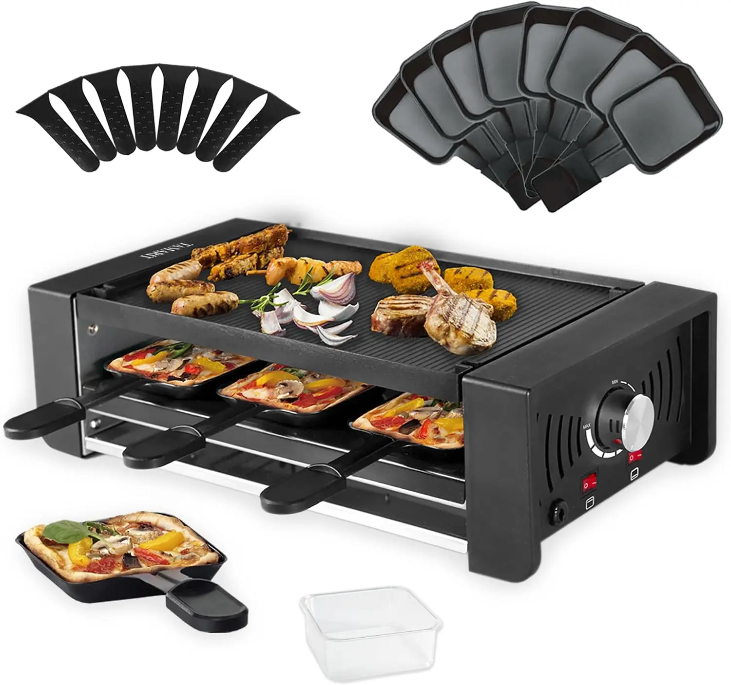 Raclette Grill Table - Pemanggang Raclette Portabel untuk Pesta, Pemanggang