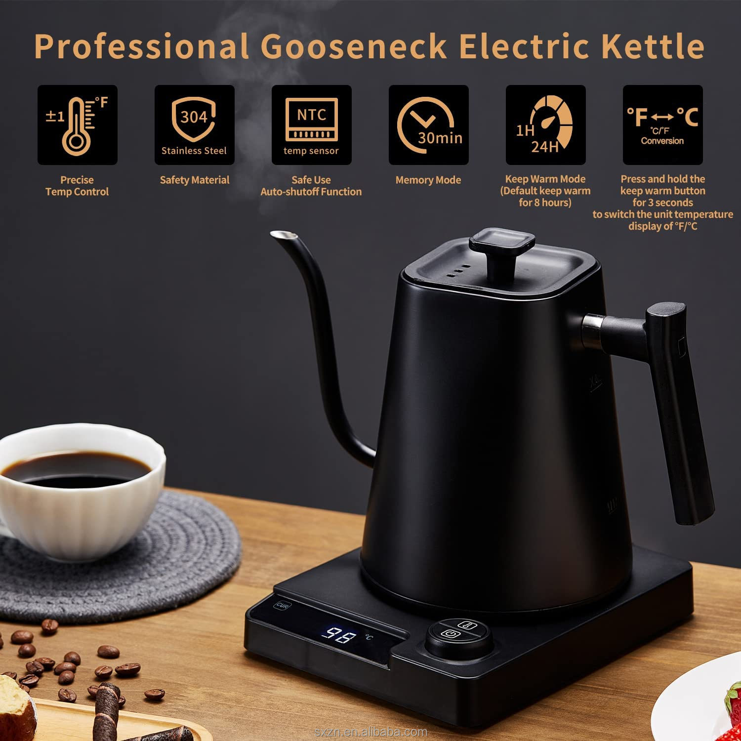 Kedatangan Baru 0.9L Ketel Kop - Electric Kettle Gooseneck ulasan dan harga