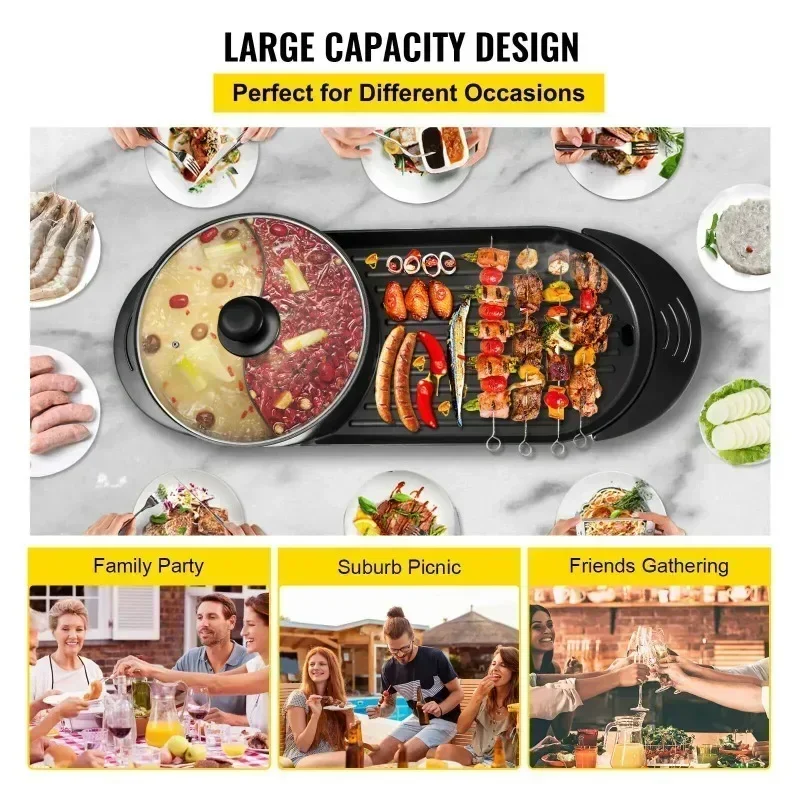 Panci barbekyu elektrik 2200W, - Raclette Grill Table ulasan dan harga